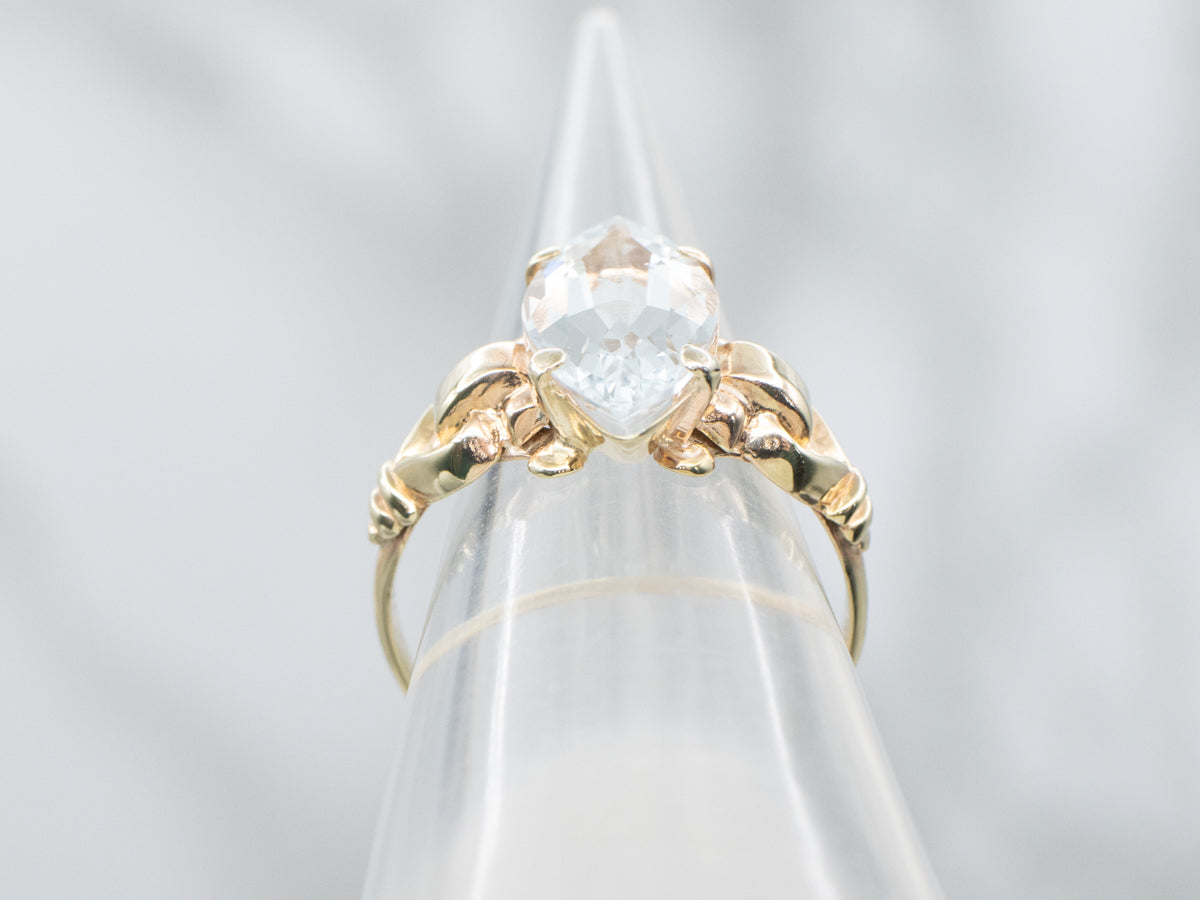 Vintage Marquise-Cut Aquamarine Solitaire Ring