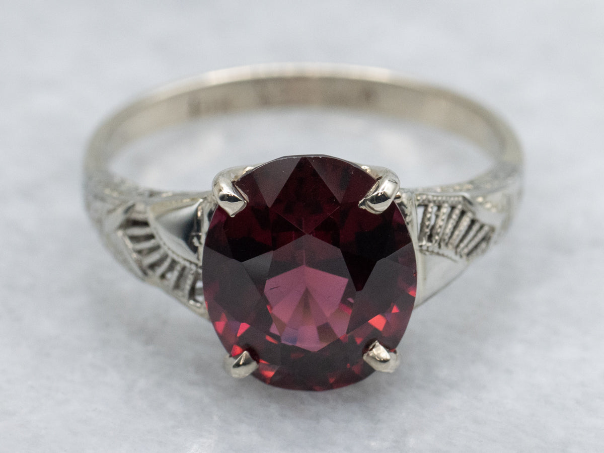 Antique Lohengrin Garnet Solitaire Ring
