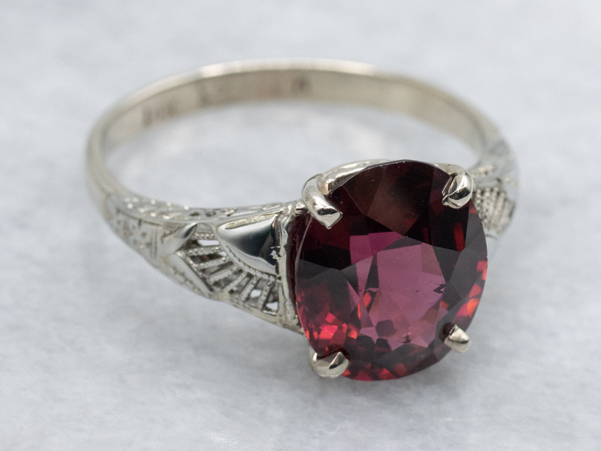 Antique Lohengrin Garnet Solitaire Ring