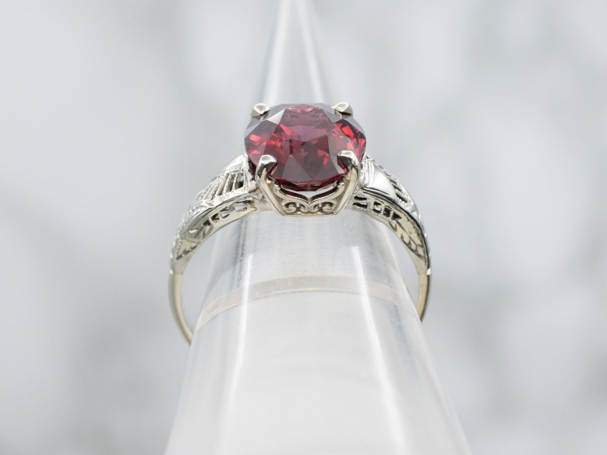 Antique Lohengrin Garnet Solitaire Ring