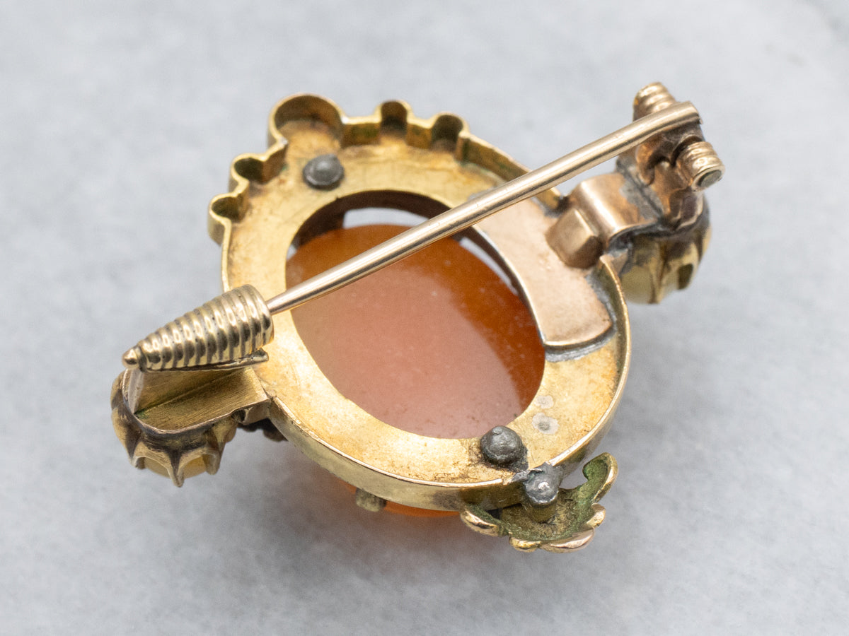 Antique 14 Karat Gold and Sardonyx Cameo Brooch