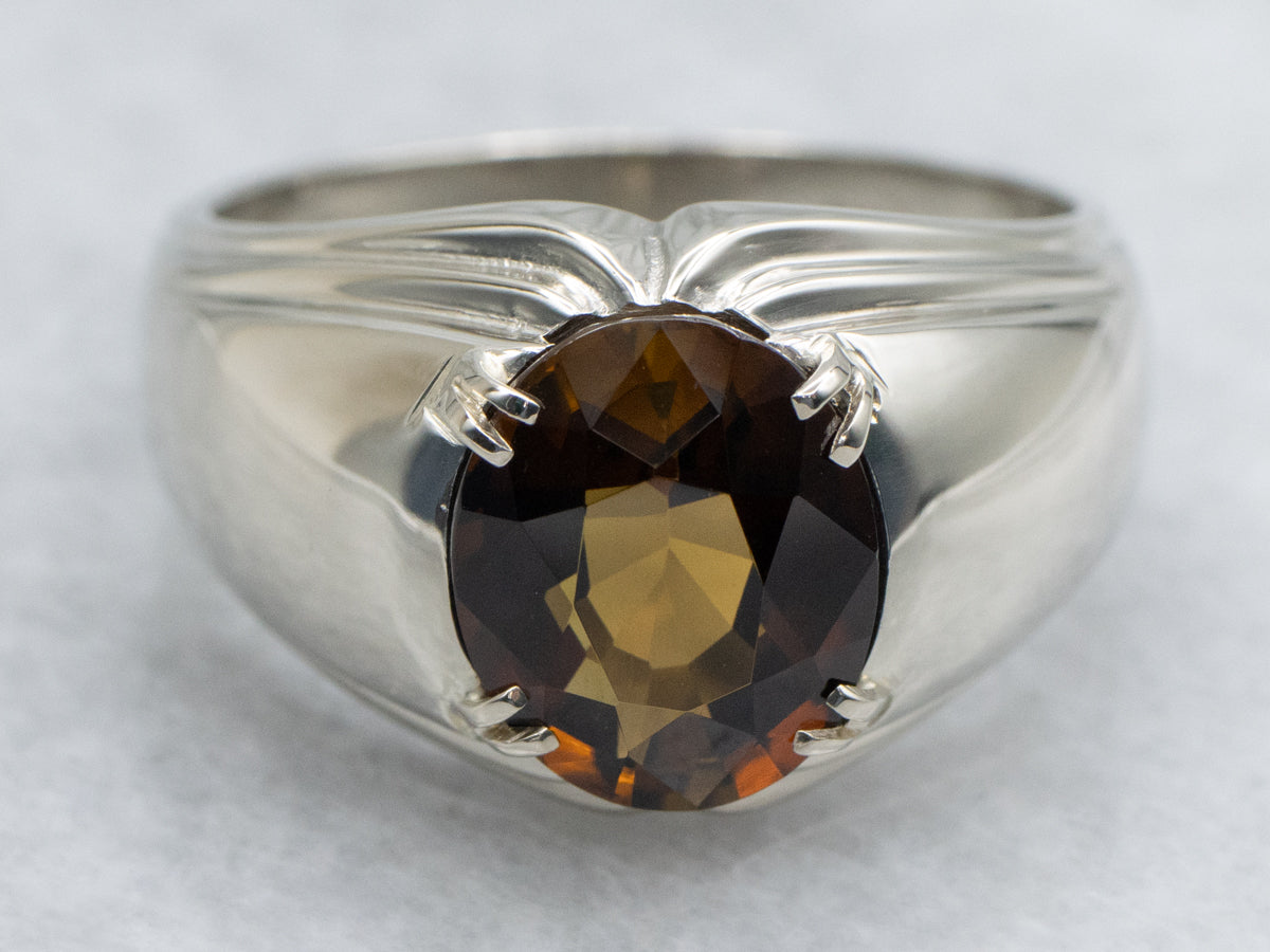 Dravite Tourmaline White Gold Statement Ring