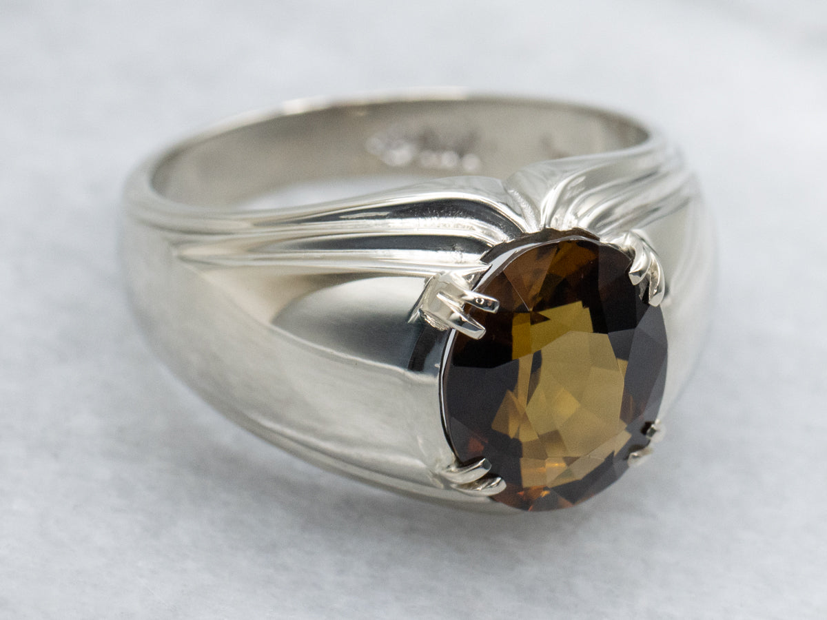 Dravite Tourmaline White Gold Statement Ring