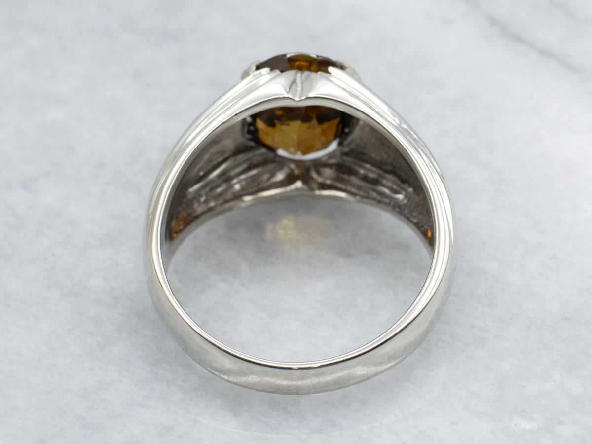 Dravite Tourmaline White Gold Statement Ring