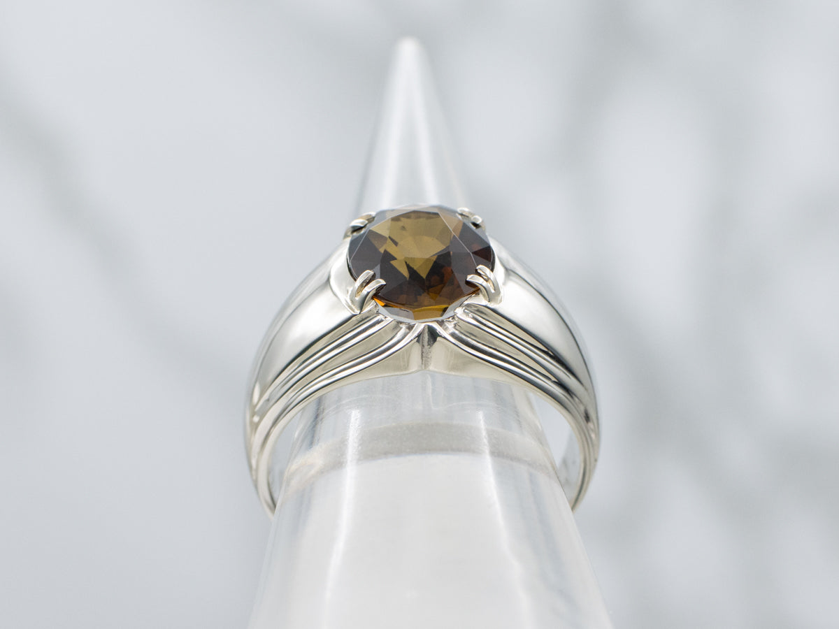 Dravite Tourmaline White Gold Statement Ring