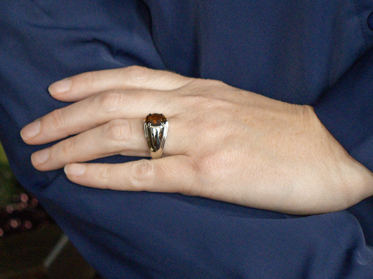 Dravite Tourmaline White Gold Statement Ring