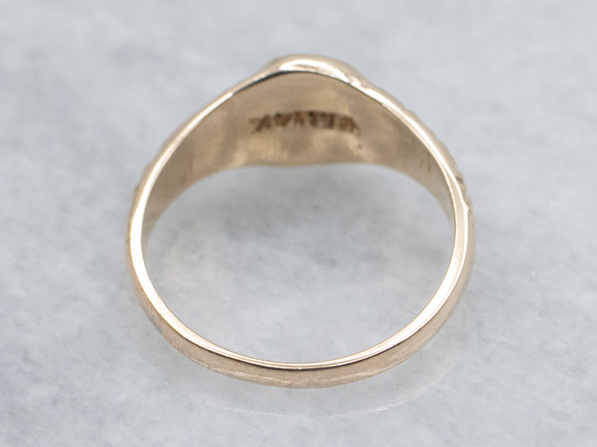 Yellow Gold Mini "R" Initial Signet Ring