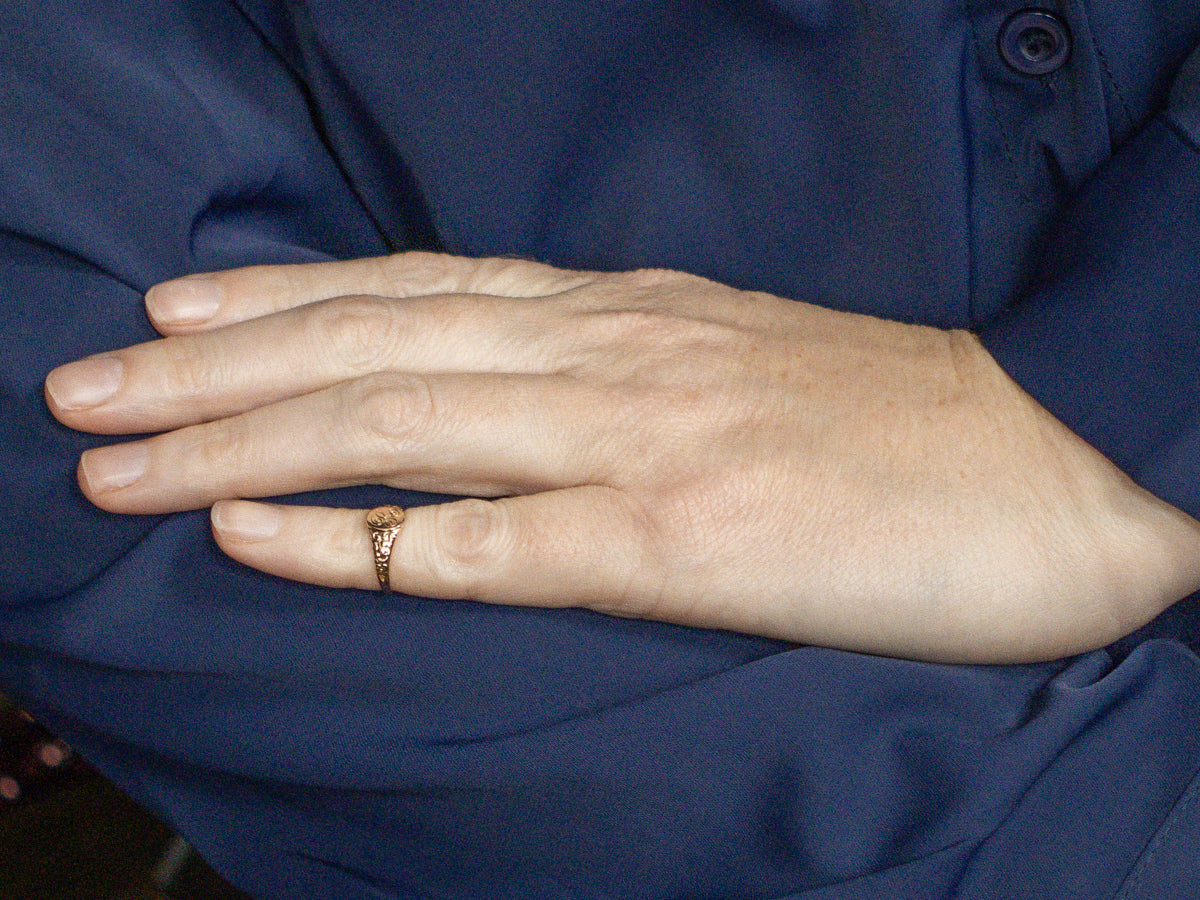 Yellow Gold Mini "R" Initial Signet Ring