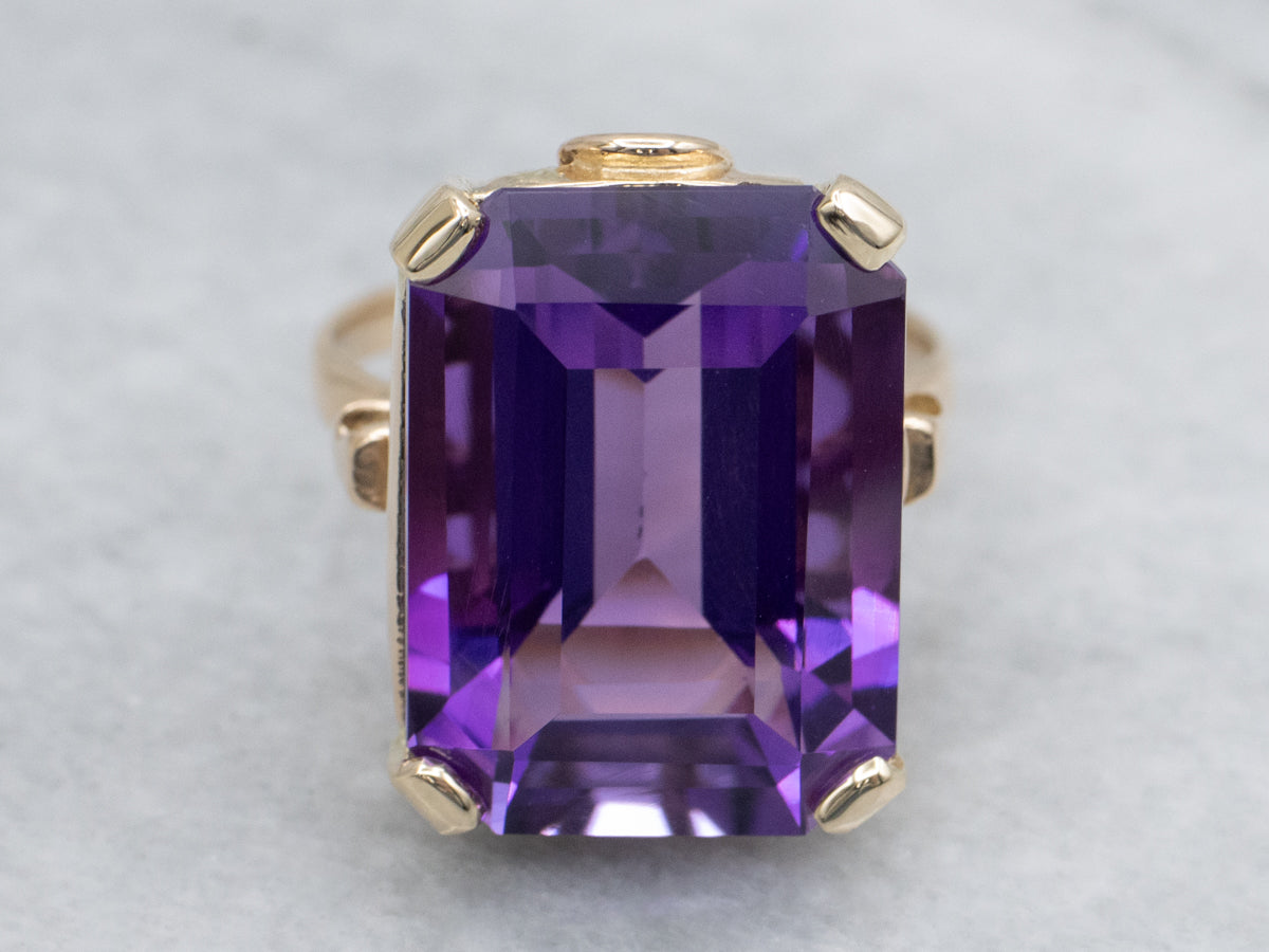 Beautiful Emerald-Cut Amethyst Statement Ring
