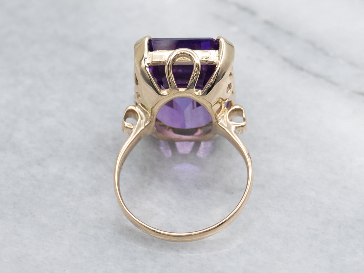 Beautiful Emerald-Cut Amethyst Statement Ring