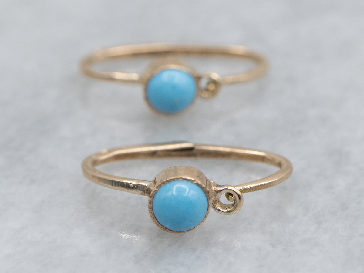 14K Antique Rose Gold Victorian Turquoise Drop Earrings