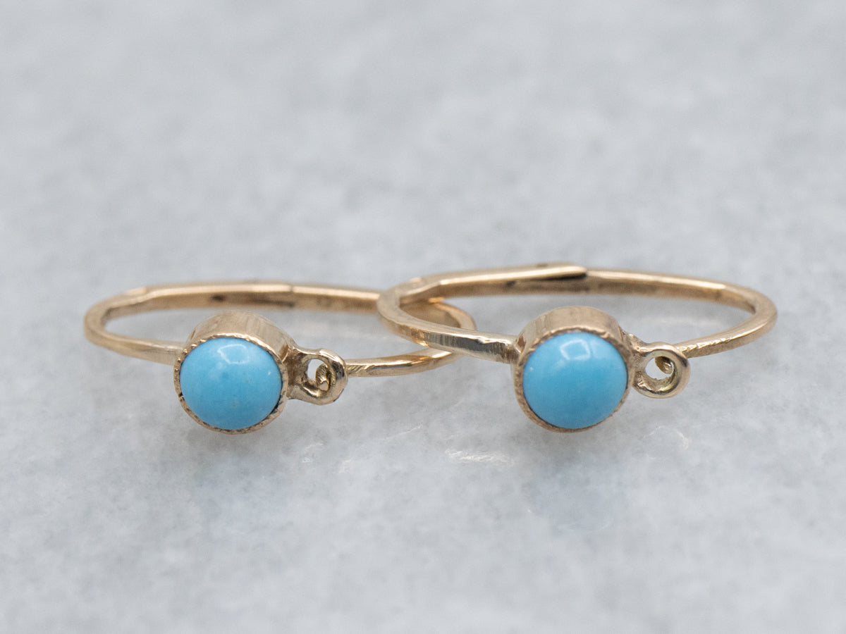 14K Antique Rose Gold Victorian Turquoise Drop Earrings