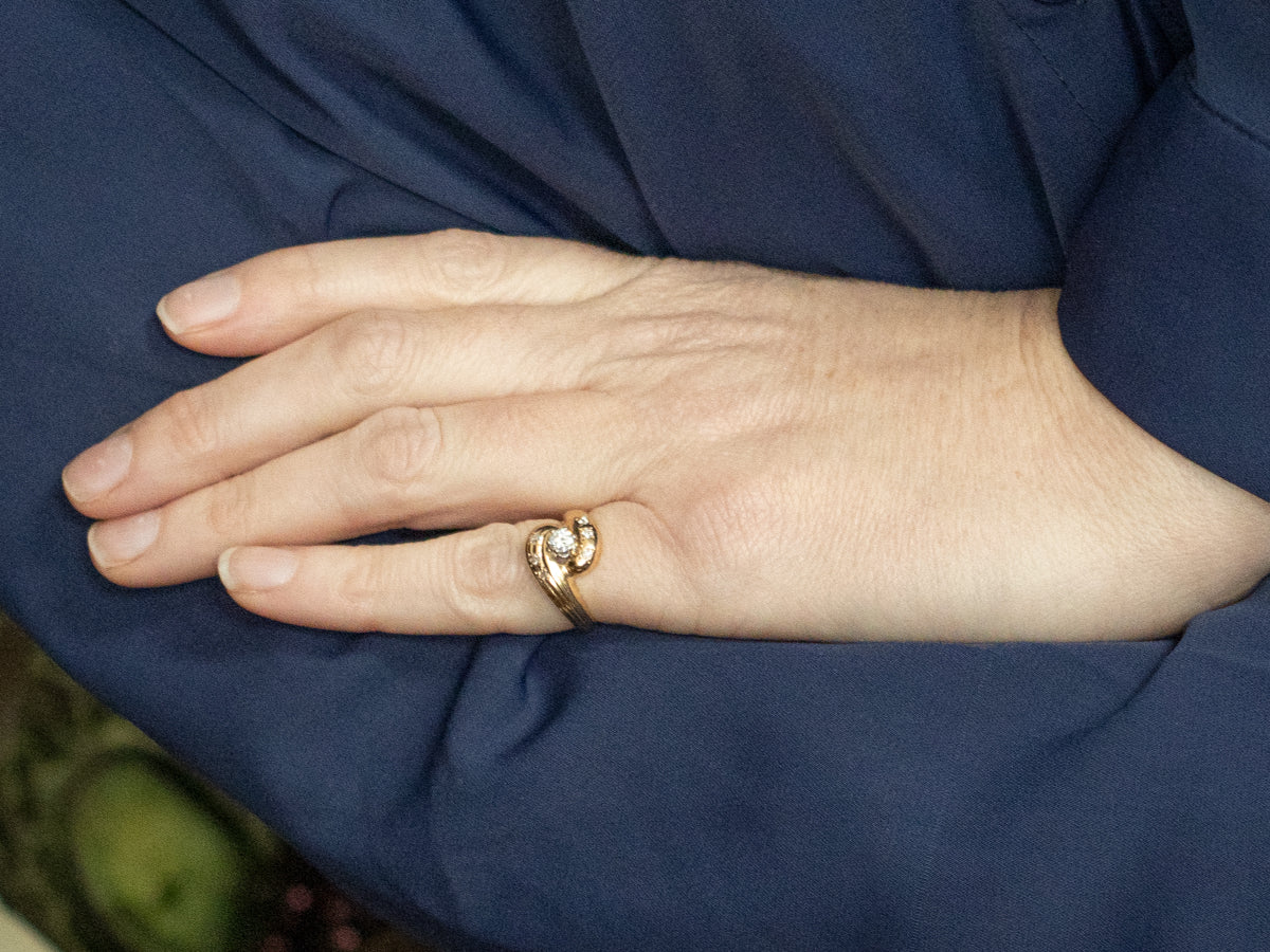 Mid Century Modern Diamond Cocktail Ring