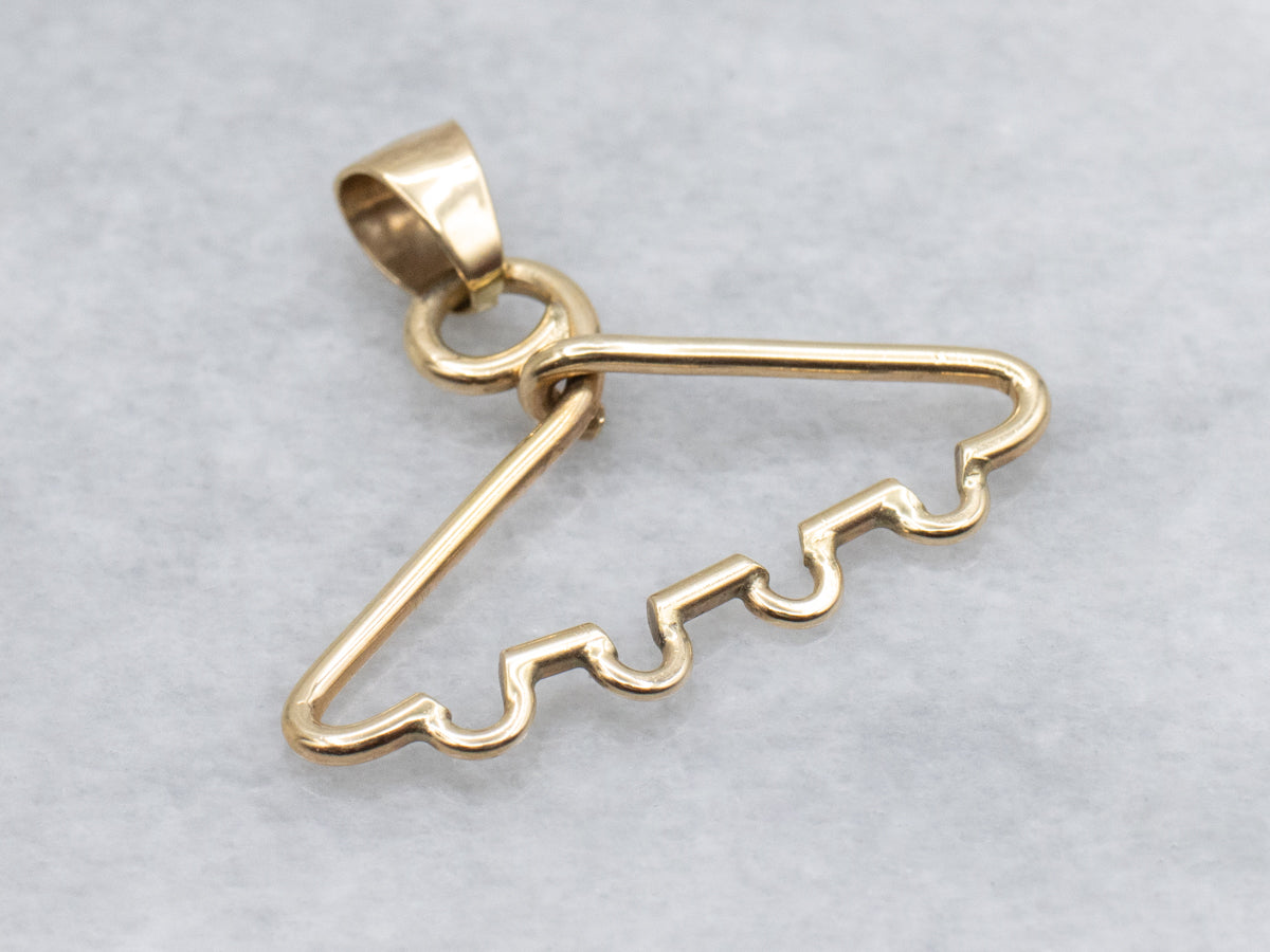 Vintage Gold Coat Hanger Charm Pendant