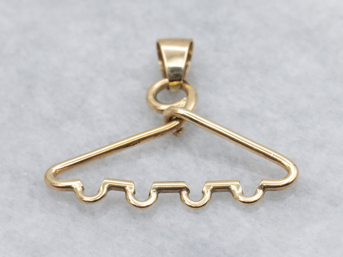 Vintage Gold Coat Hanger Charm Pendant