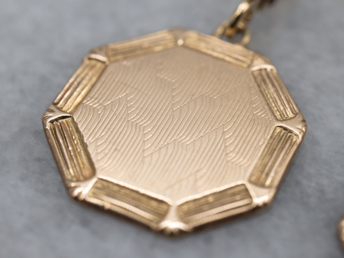 Two-Tone Gold Octagon Cufflink Conversion Drop Earrings