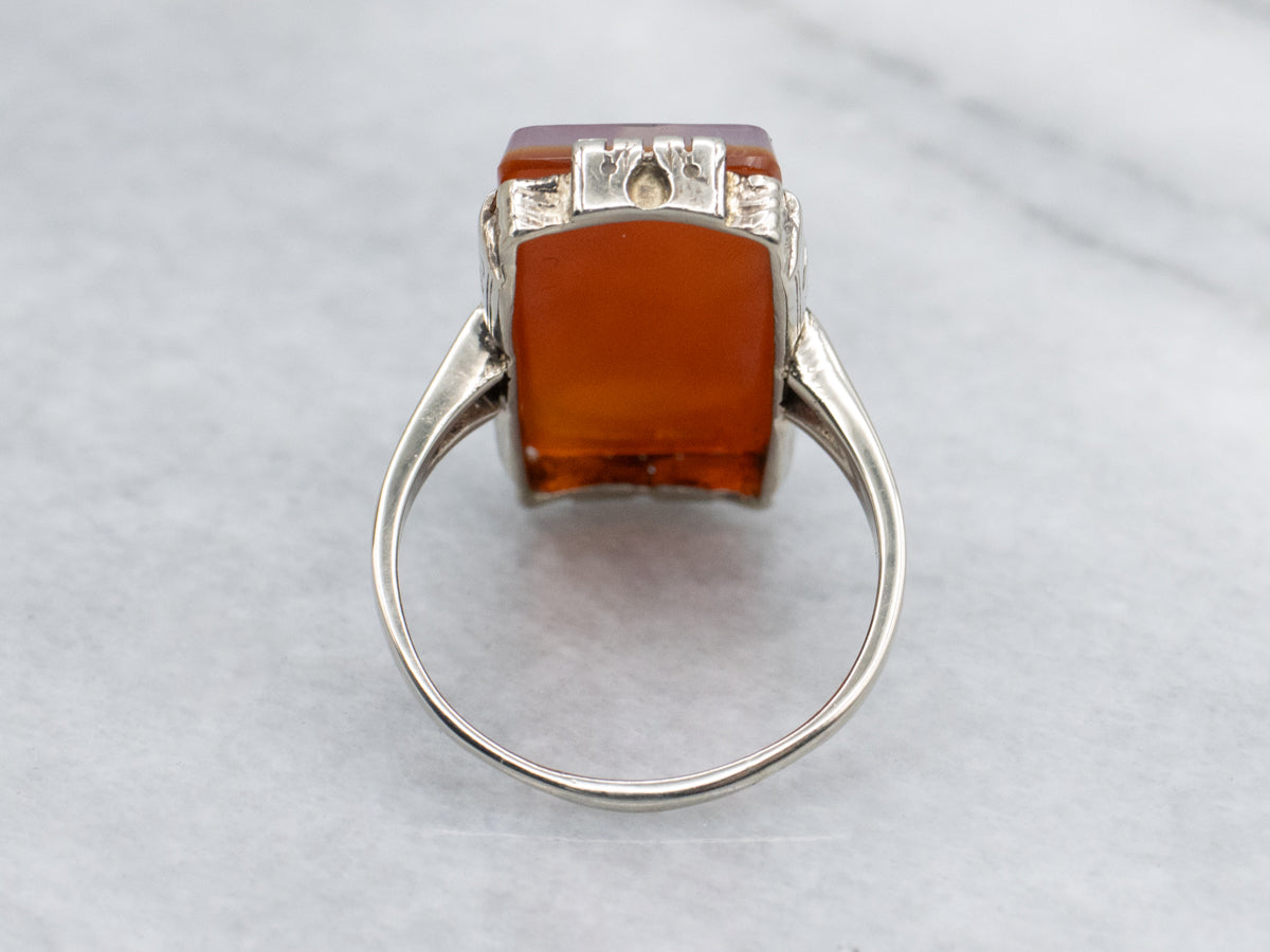Art Deco Era Sardonyx Cameo White Gold Ring