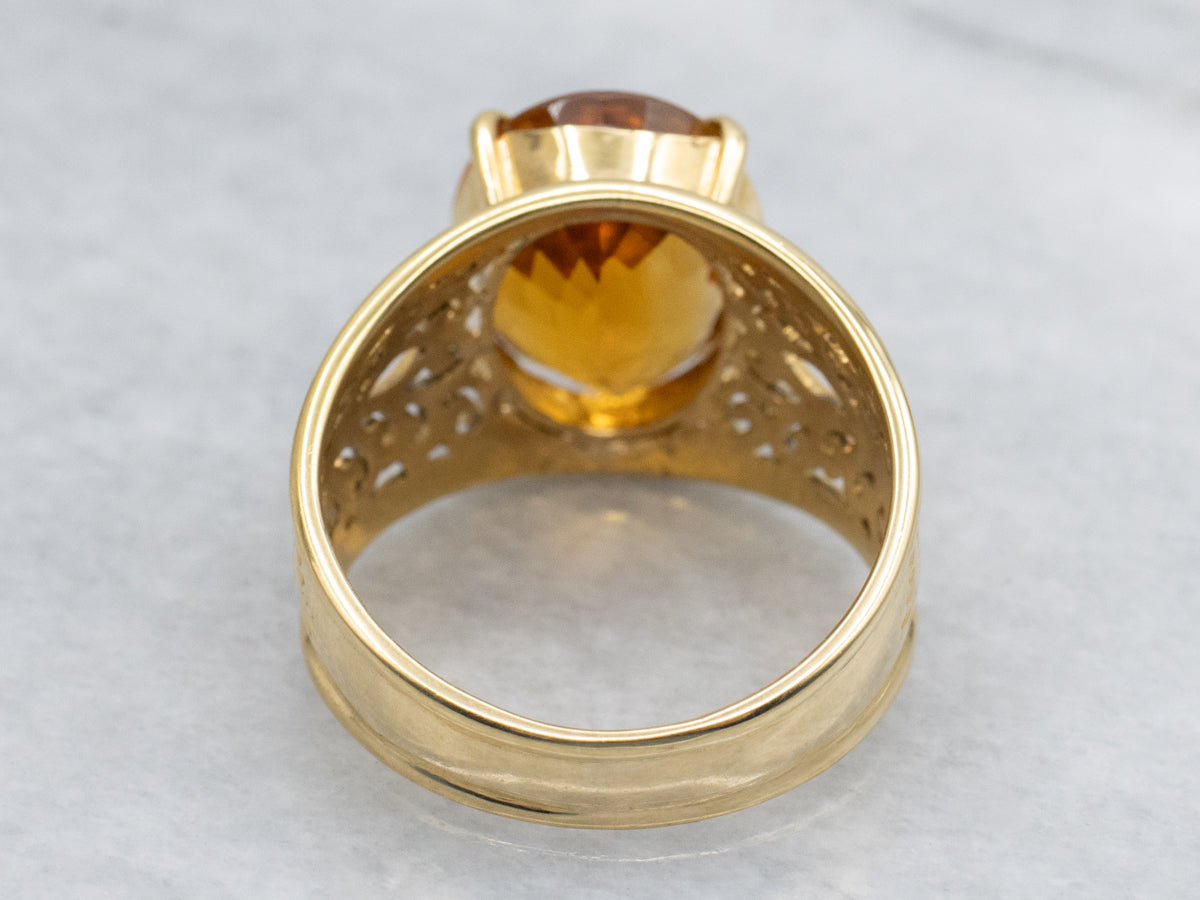 Fine Filigree Citrine Statement Ring