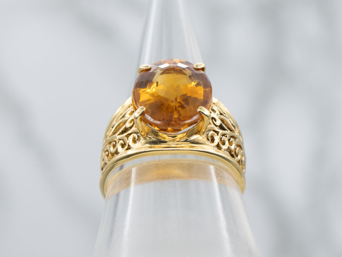 Fine Filigree Citrine Statement Ring