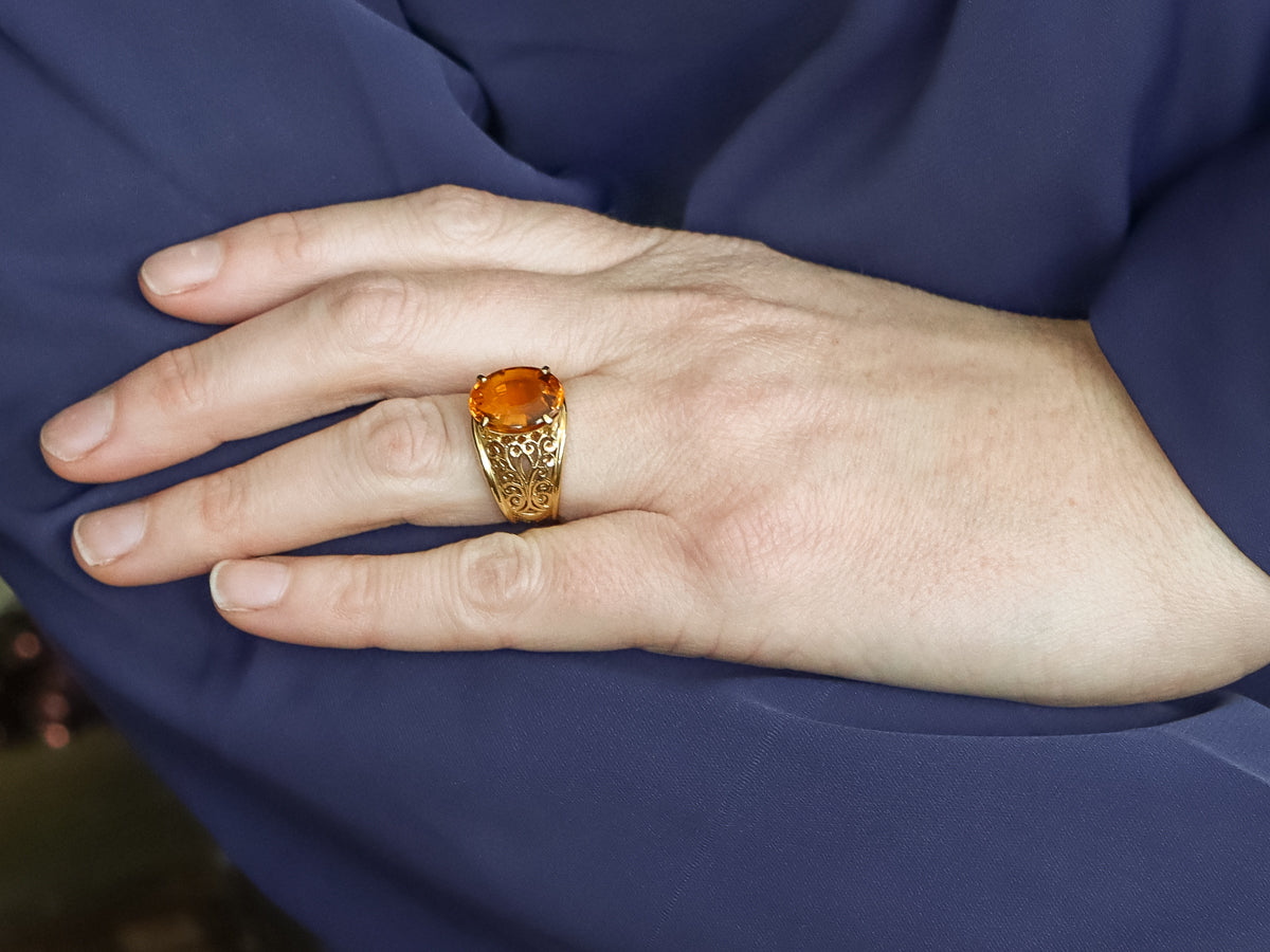 Fine Filigree Citrine Statement Ring