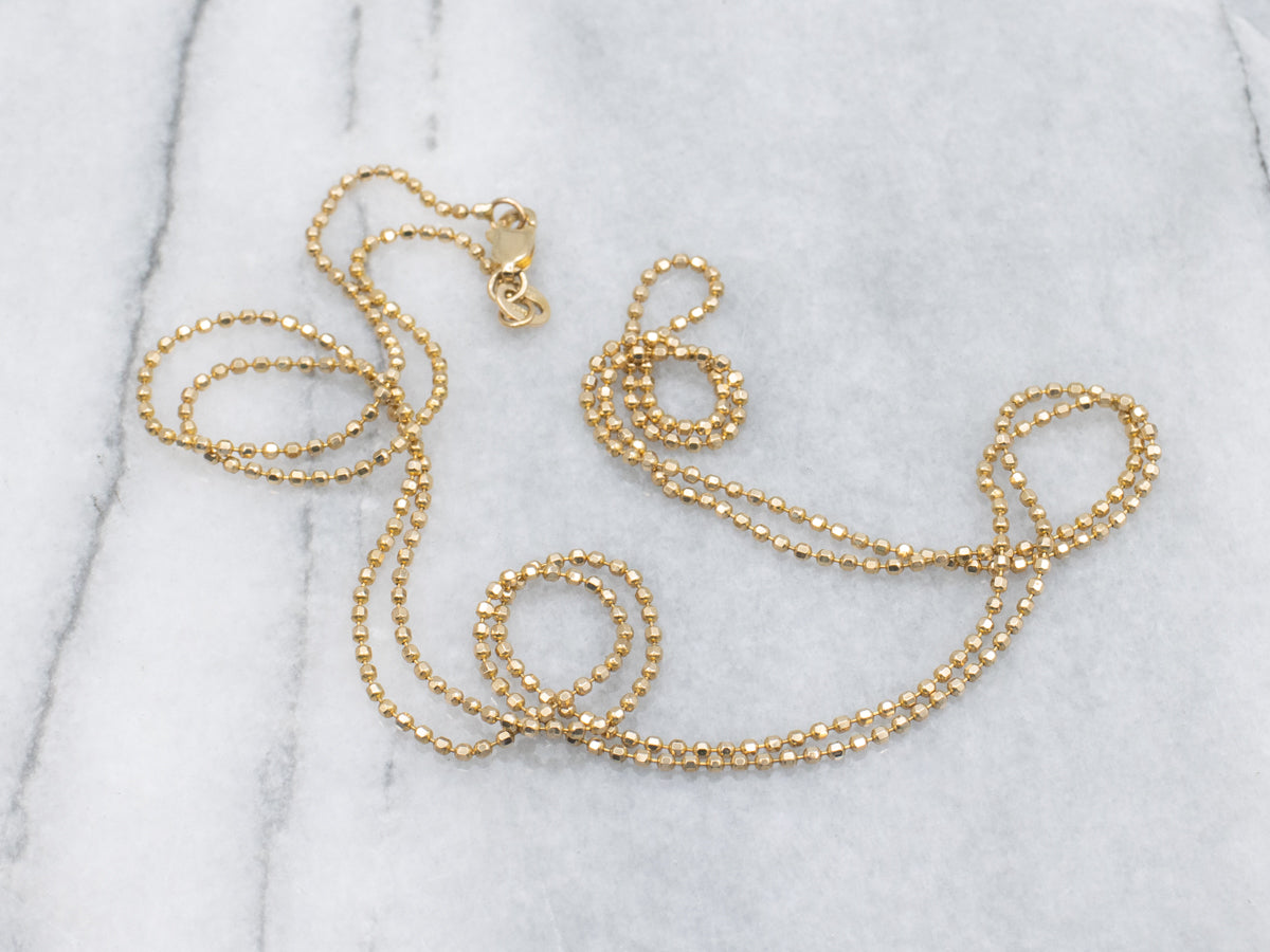 Long Gold Faceted Bead Chain