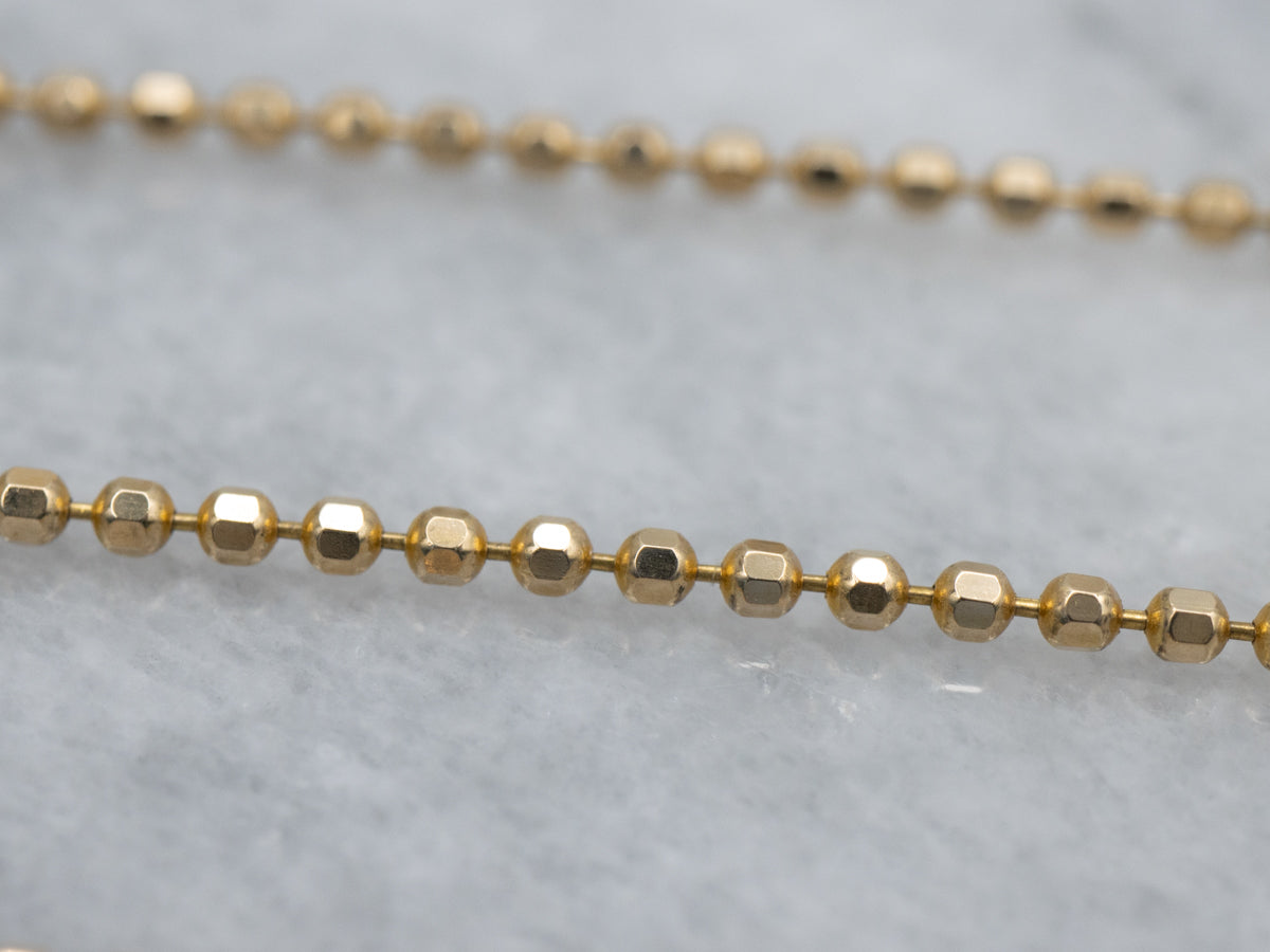 Long Gold Faceted Bead Chain