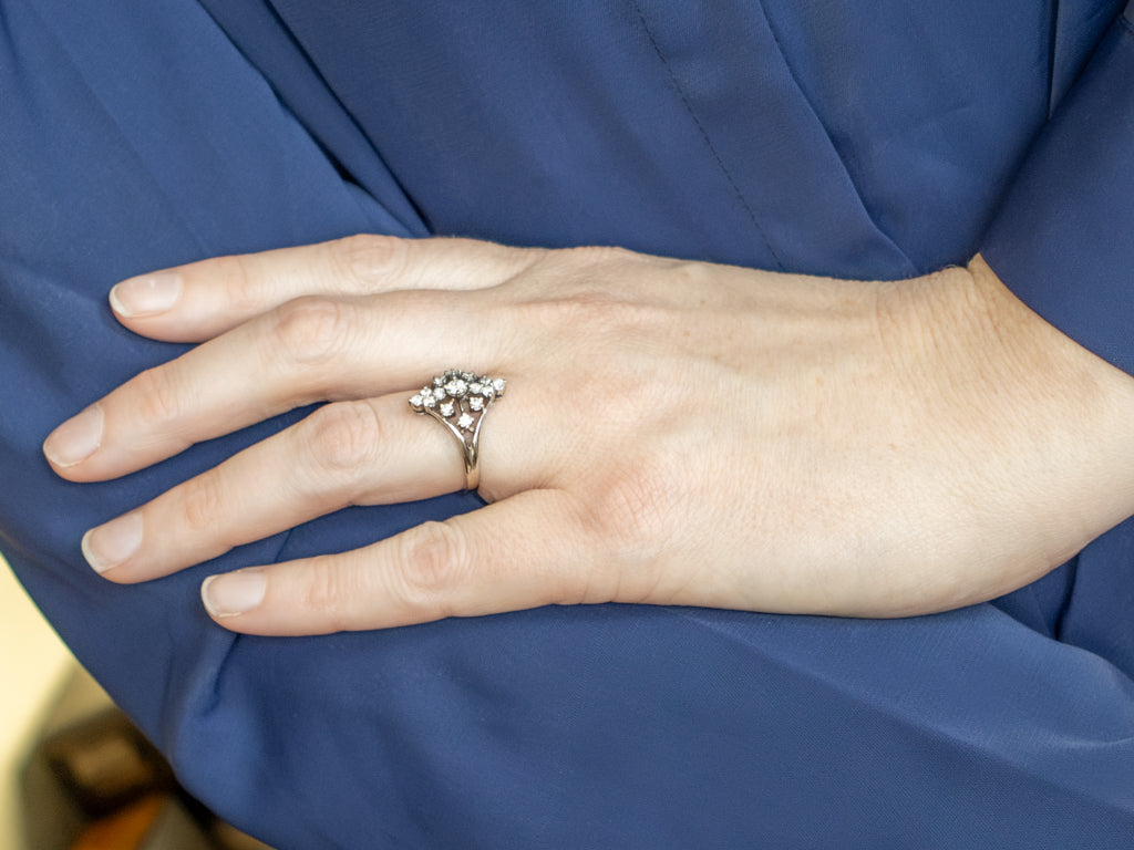 Retro Era White Gold and Diamond Navette Ring