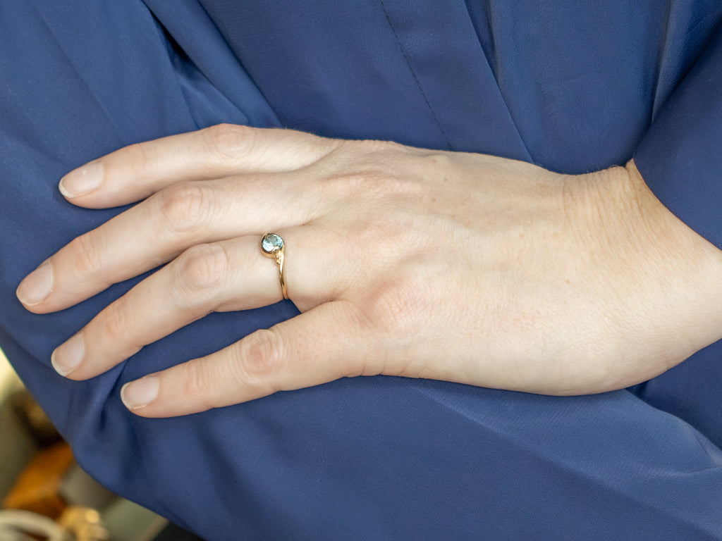 Yellow Gold Blue Zircon Bypass Ring