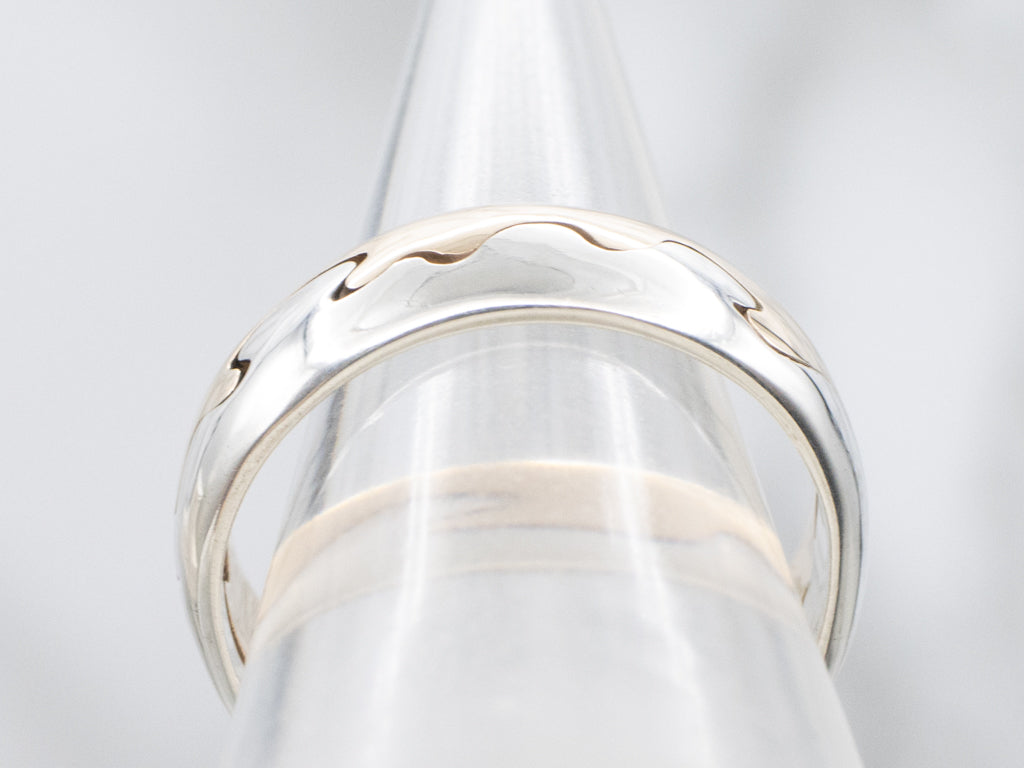 Men's Sterling Silver and 14K Yellow Gold Scrolling Pattern Centered Band