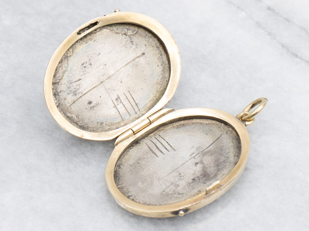 Antique Victorian Era Seed Pearl and Enamel Locket