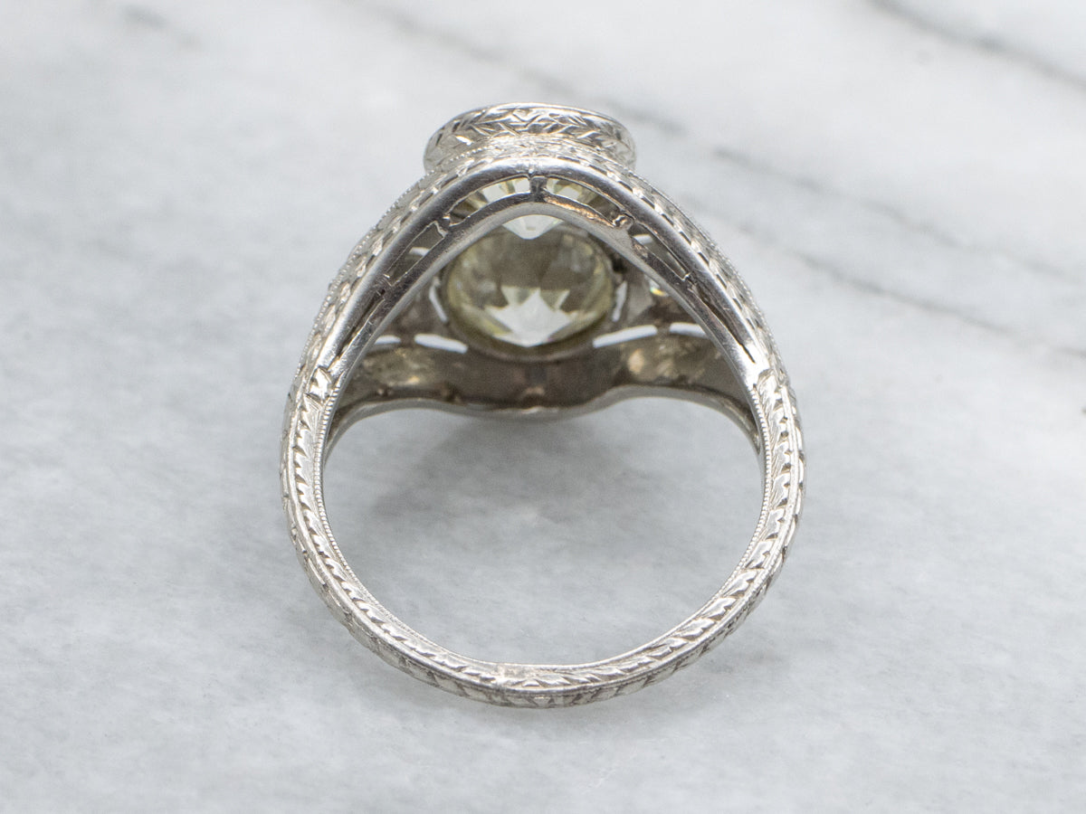 Antique Lambert Two Stone Old European Cut Diamond Ring in Platinum