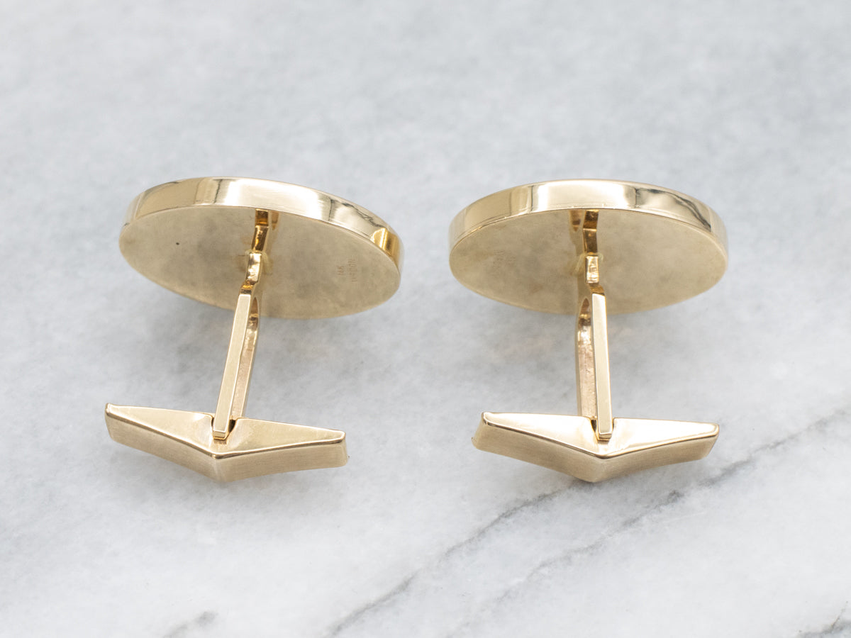 Vintage Yellow Gold Lapis Cufflinks