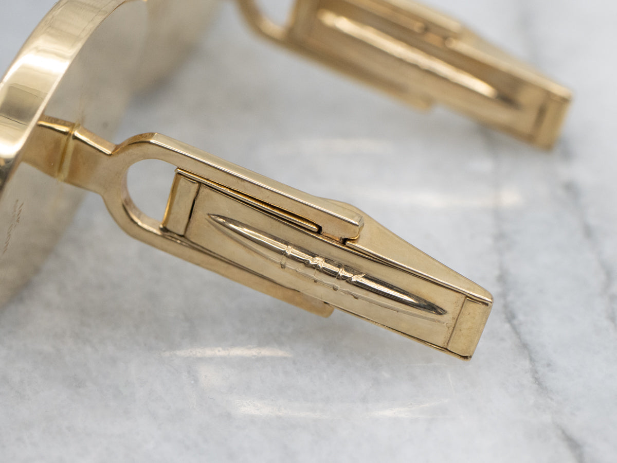 Vintage Yellow Gold Lapis Cufflinks
