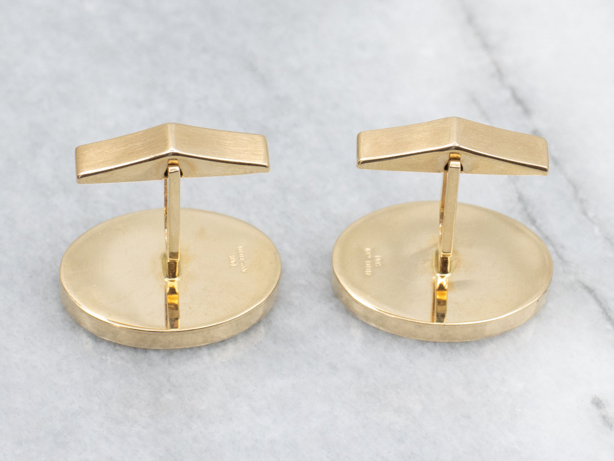 Vintage Yellow Gold Lapis Cufflinks