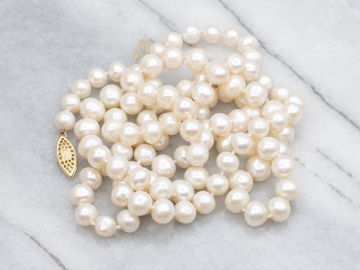 Blushing Pink Freshwater Pearl Long Beaded Necklace