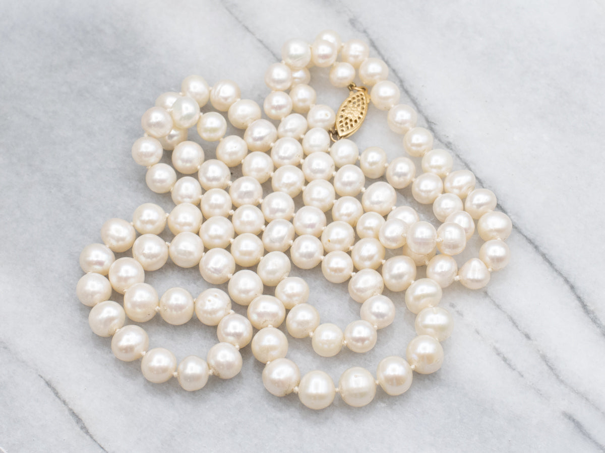 Blushing Pink Freshwater Pearl Long Beaded Necklace