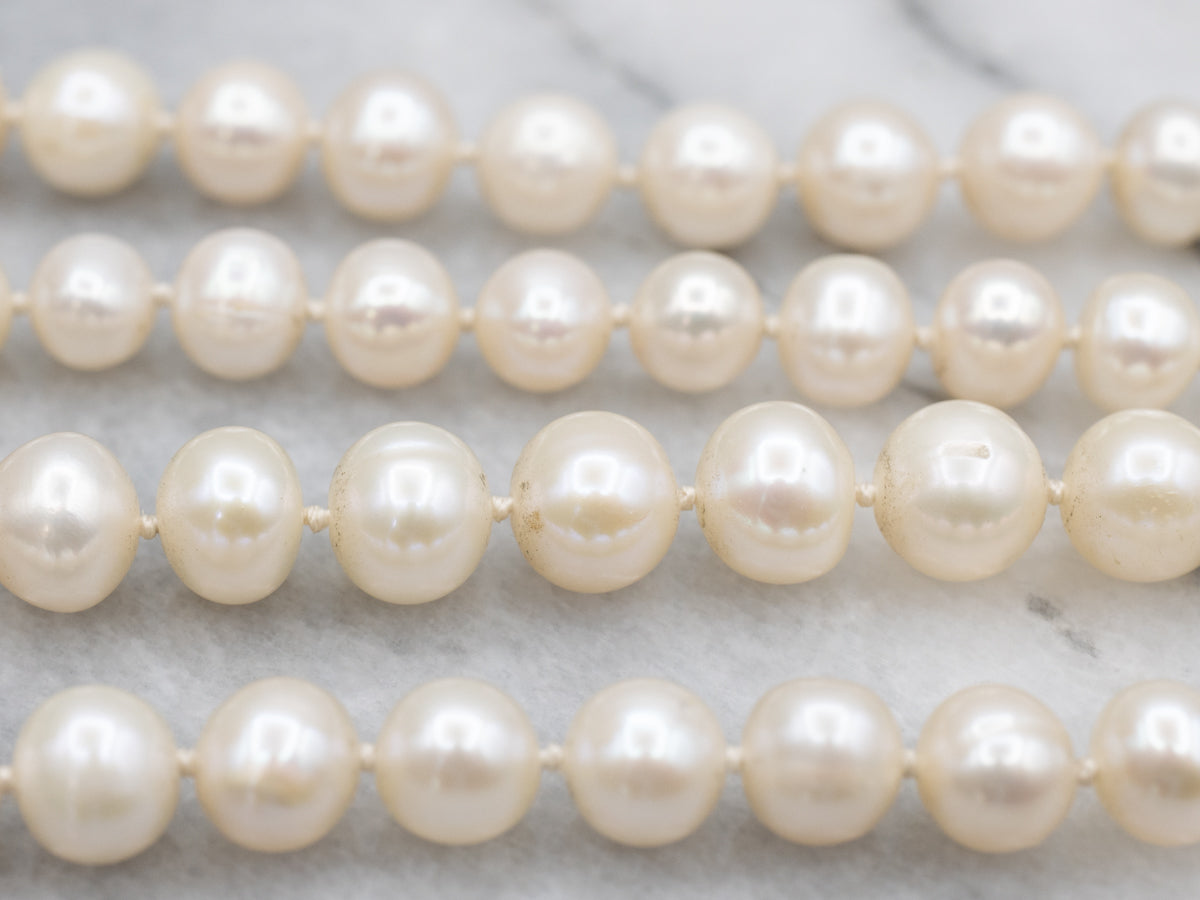 Blushing Pink Freshwater Pearl Long Beaded Necklace