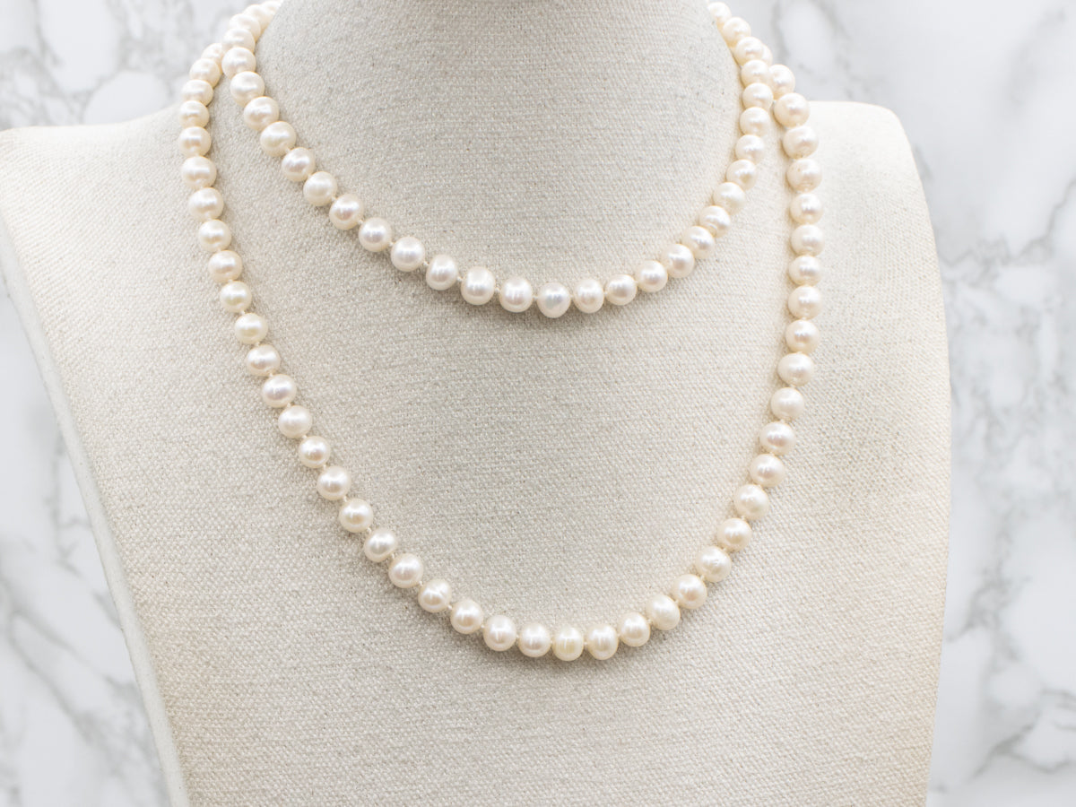 Blushing Pink Freshwater Pearl Long Beaded Necklace