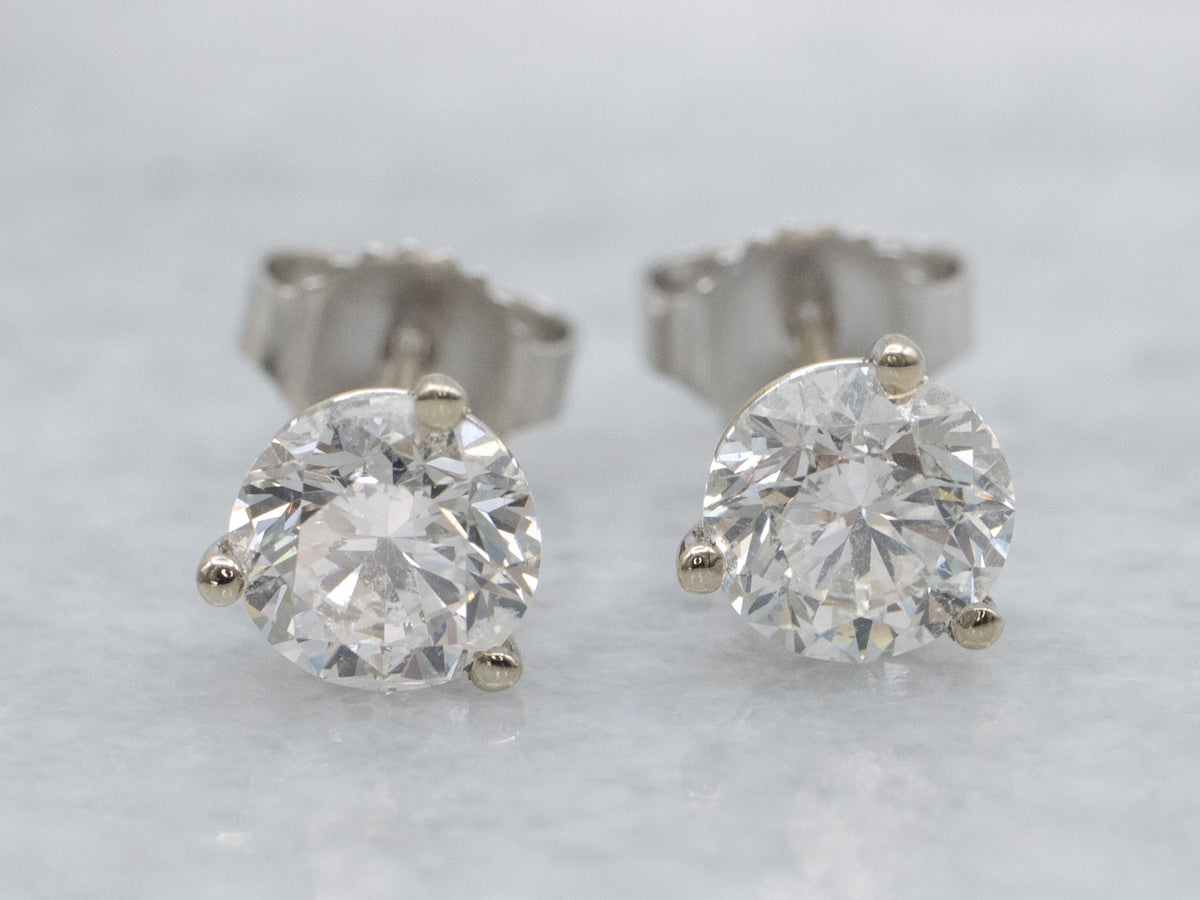 Round Brilliant Martini-Set Diamond Stud Earrings