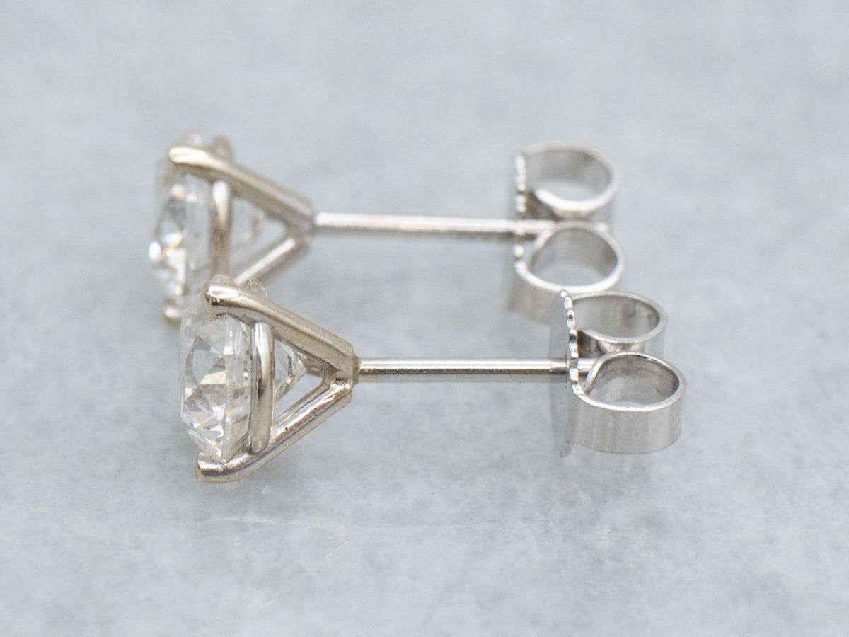 Round Brilliant Martini-Set Diamond Stud Earrings