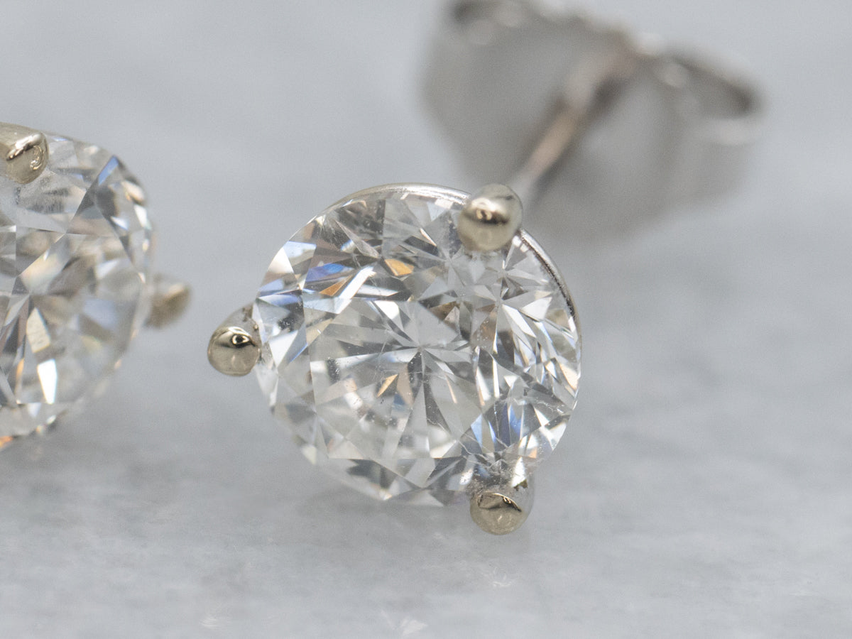 Round Brilliant Martini-Set Diamond Stud Earrings