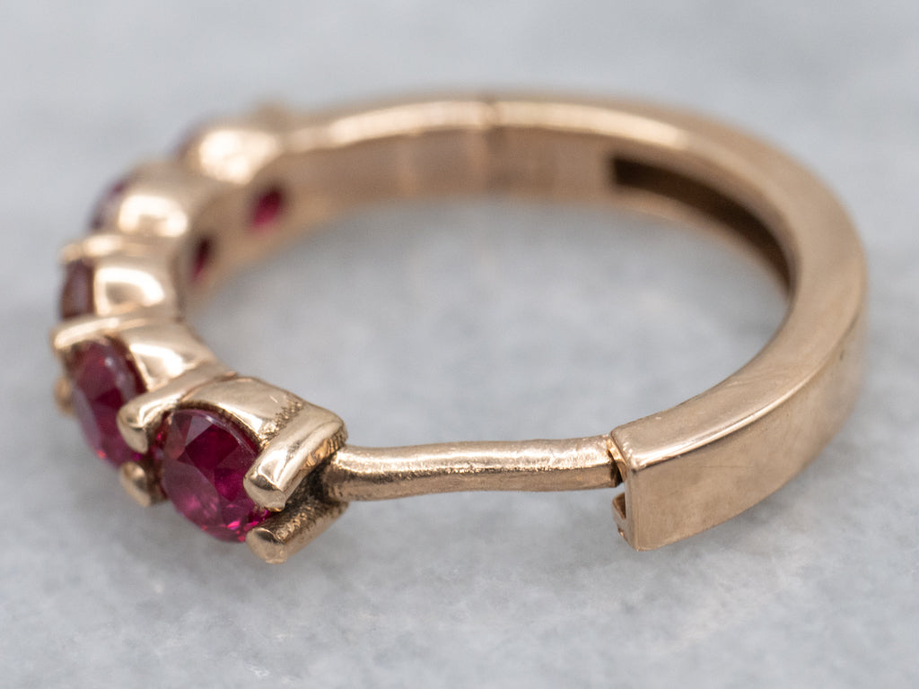 Modern Rose Gold Ruby Huggie Hoop Earrings