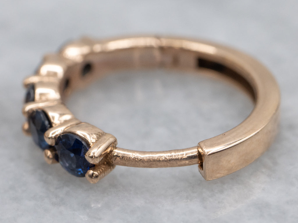 Modern Rose Gold Sapphire Huggie Hoop Earrings