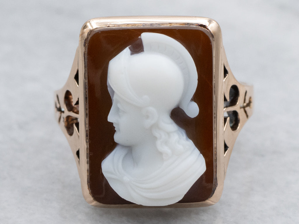 Antique Rose Gold Hardstone Cameo Ring of Alexander The Great