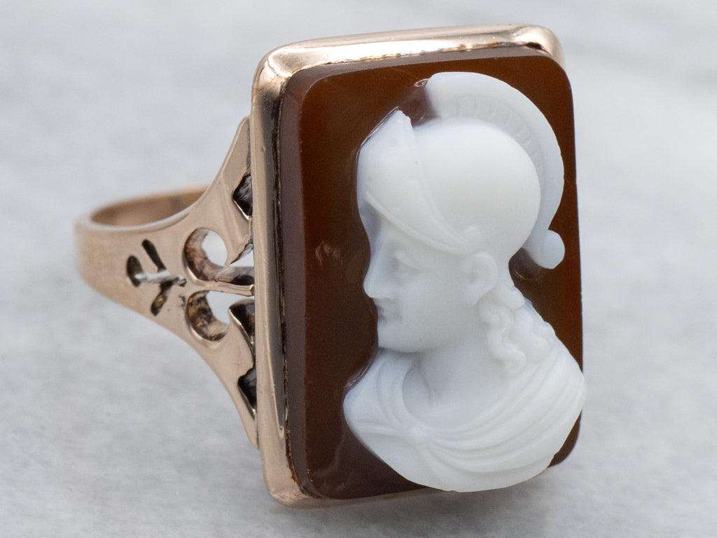 Antique Rose Gold Hardstone Cameo Ring of Alexander The Great
