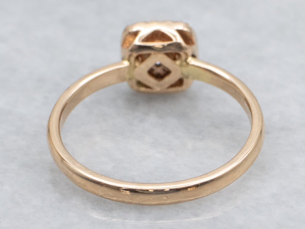 Rose Gold Diamond Engagement Ring with Squared Diamond Halo