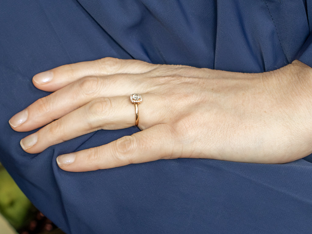 Rose Gold Diamond Engagement Ring with Squared Diamond Halo