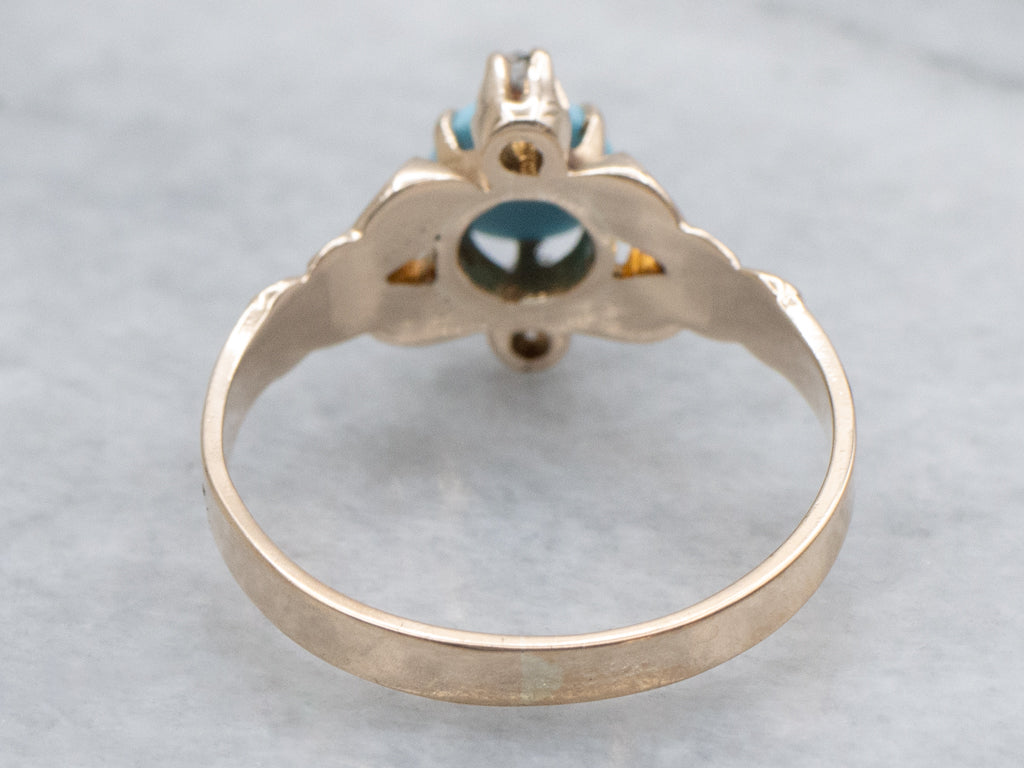 Victorian Turquoise and Rose Cut Diamond Ring