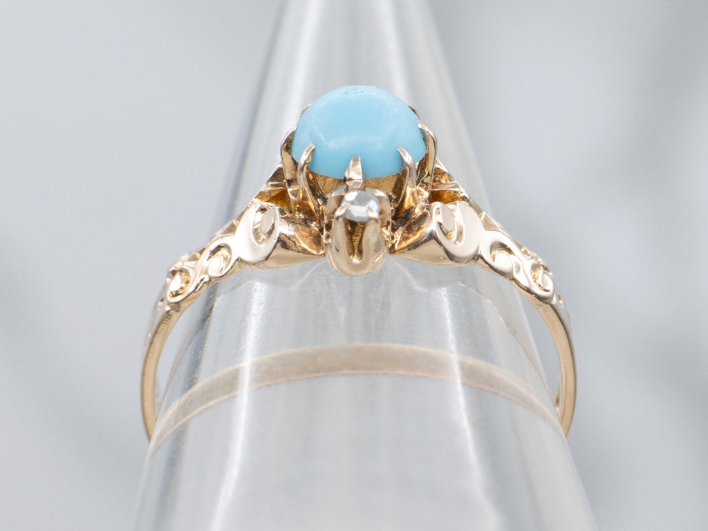 Victorian Turquoise and Rose Cut Diamond Ring