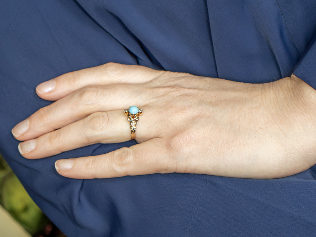 Victorian Turquoise and Rose Cut Diamond Ring